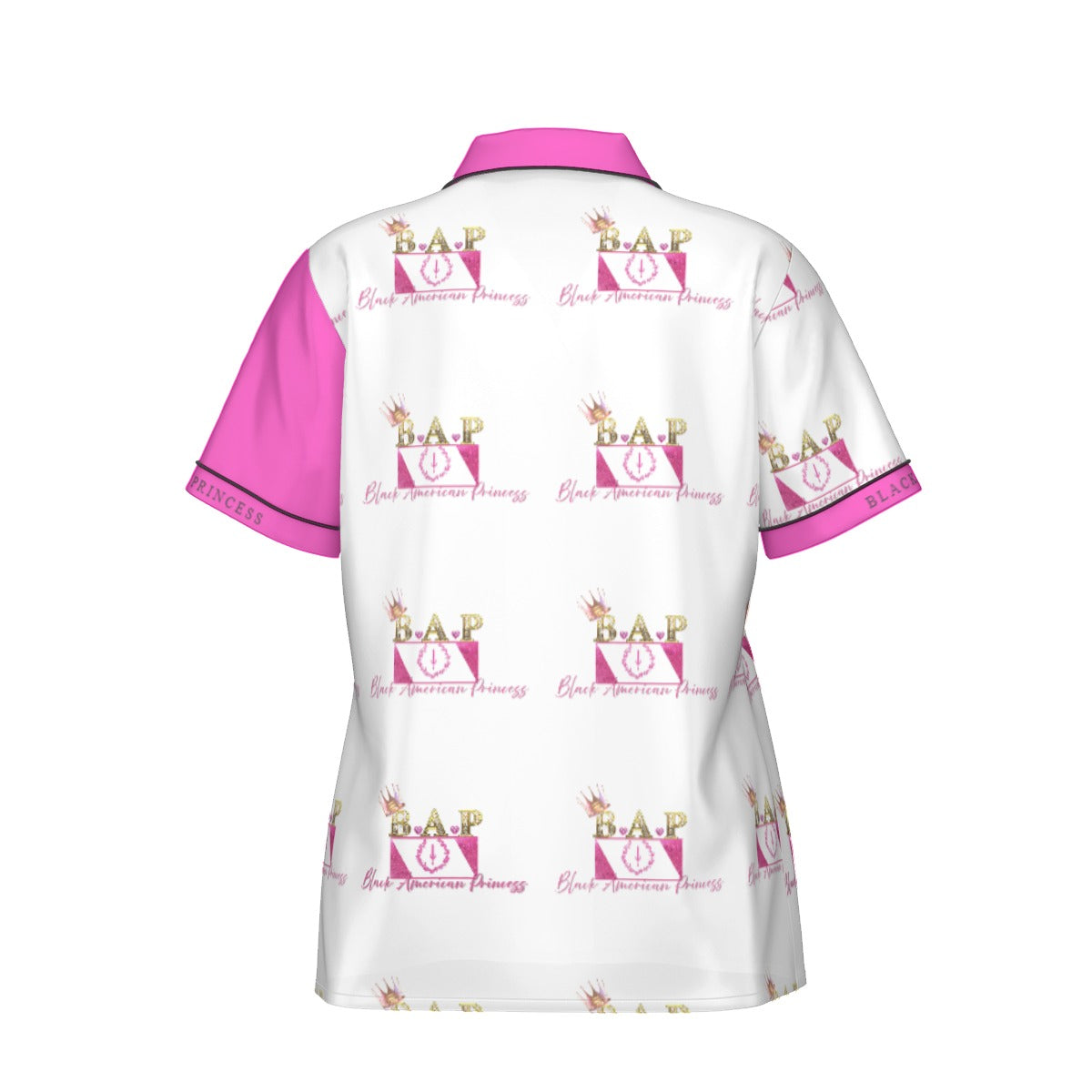 All-Over Print Women's Imitation Silk Pajama Set With Short Sleeve