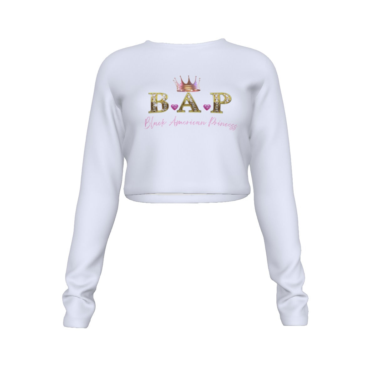Black American Princess Crop Top Long Sleeve Shirt
