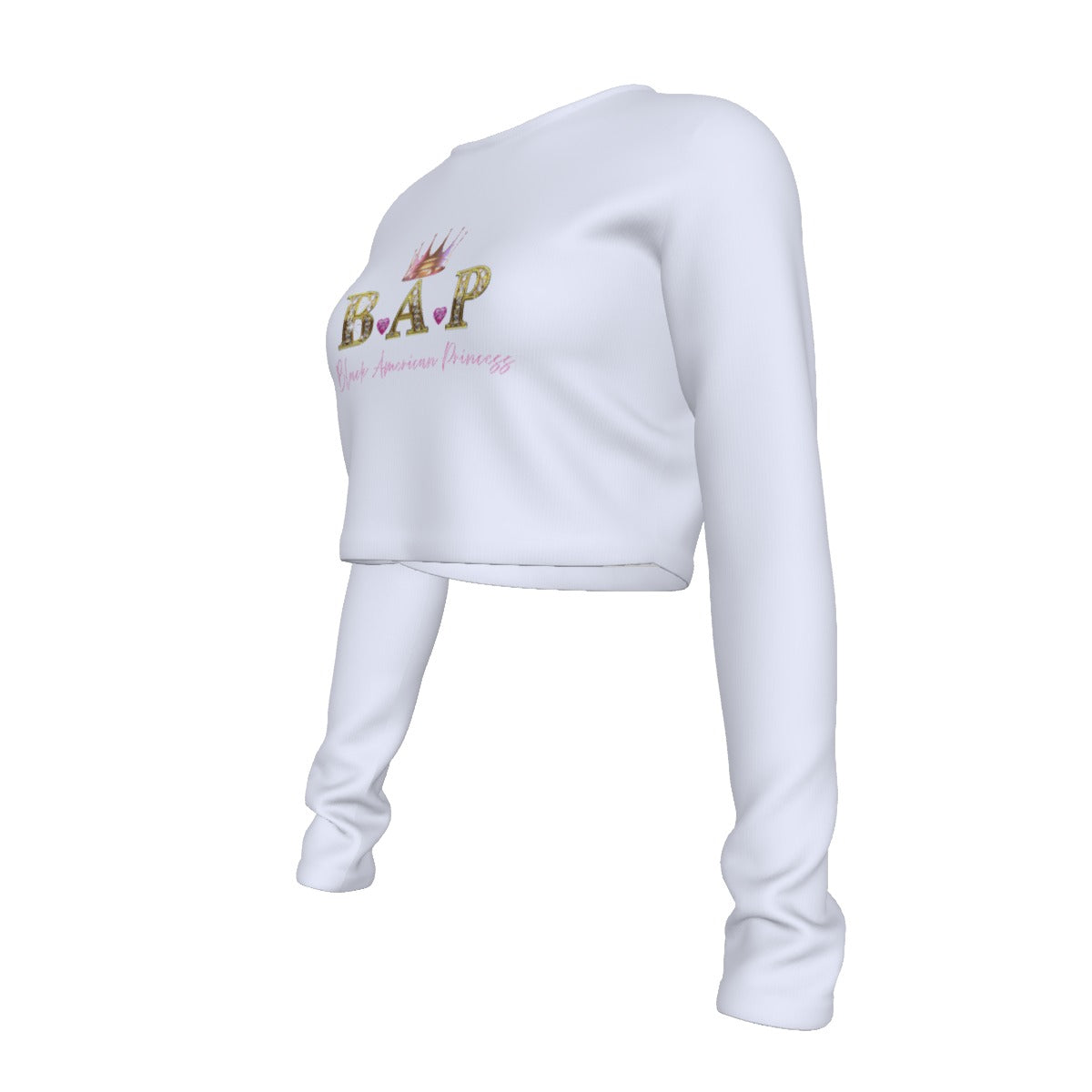 Black American Princess Crop Top Long Sleeve Shirt