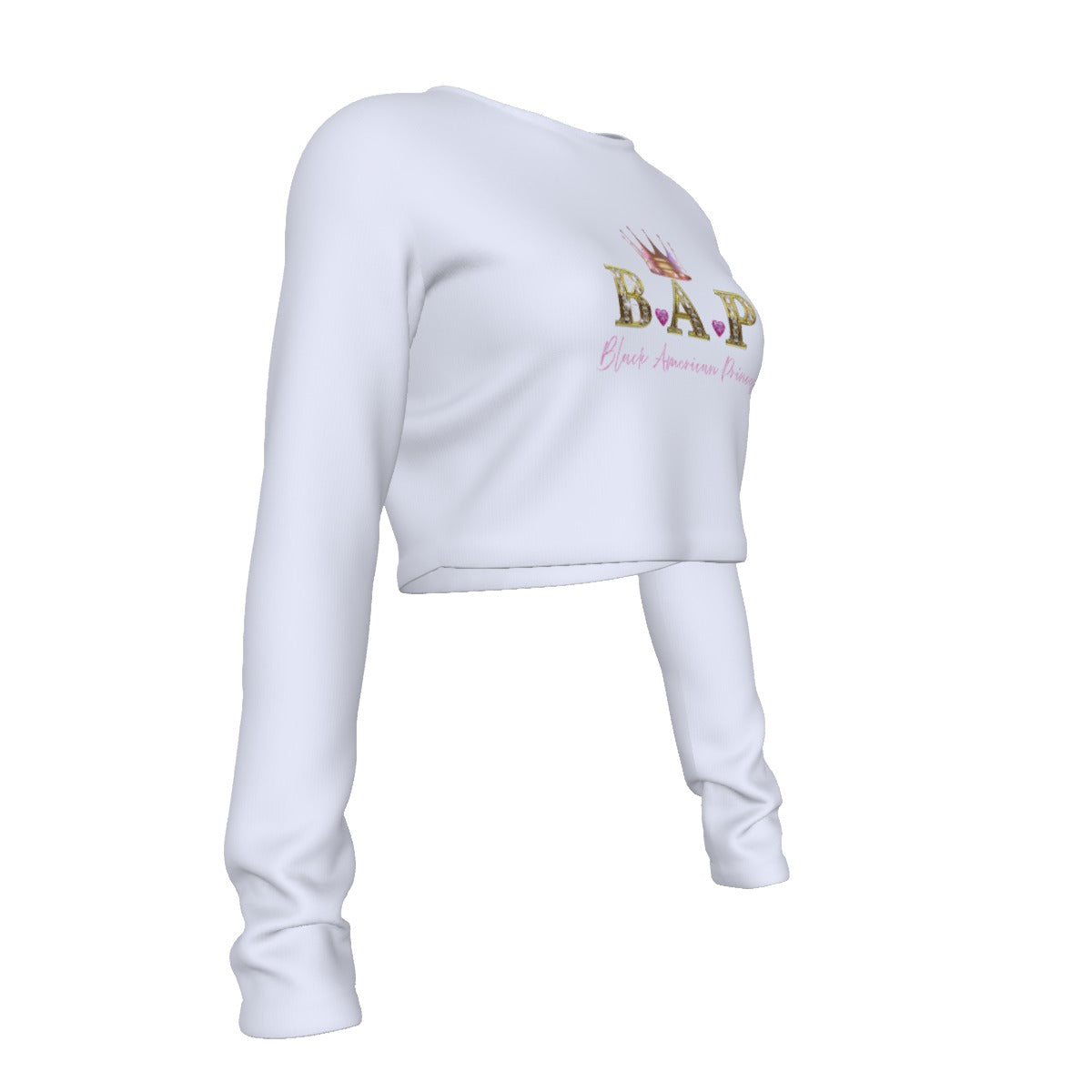 Black American Princess Crop Top Long Sleeve Shirt